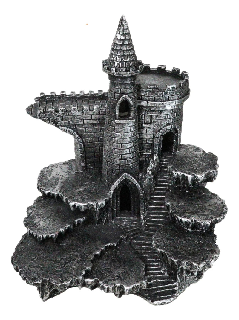 Expositor de castillo medieval de Stonewall con figura LED en las estepas rocosas-2