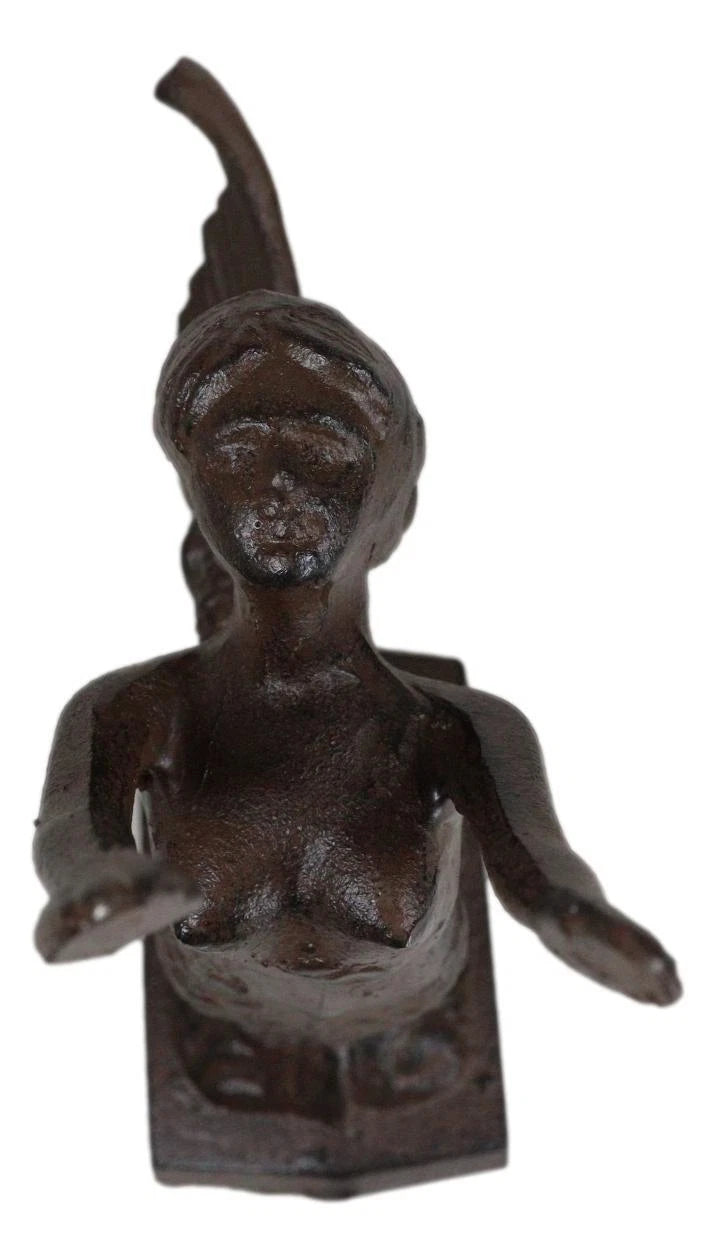 Cast Iron Rustic Nautical Siren Mermaid With Curling Tail Door Stopper Doorstop-5