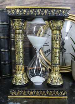 Egyptian Gods Eye Of Horus And Ankh Hieroglyphic Column Sand Timer Statue Decor-2