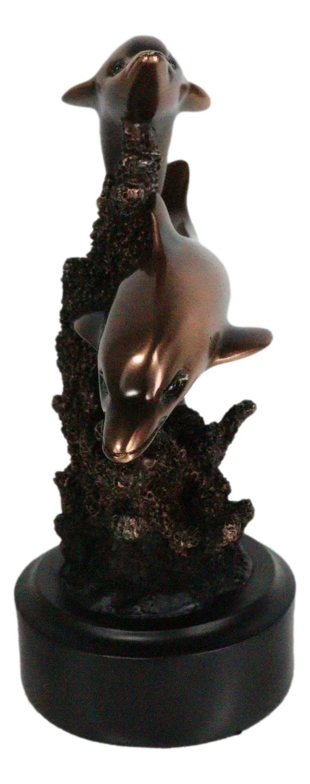 Gay Dolphins Swimming By Ocean Coral Reef Electroplated Bronze Resin Figurine-4