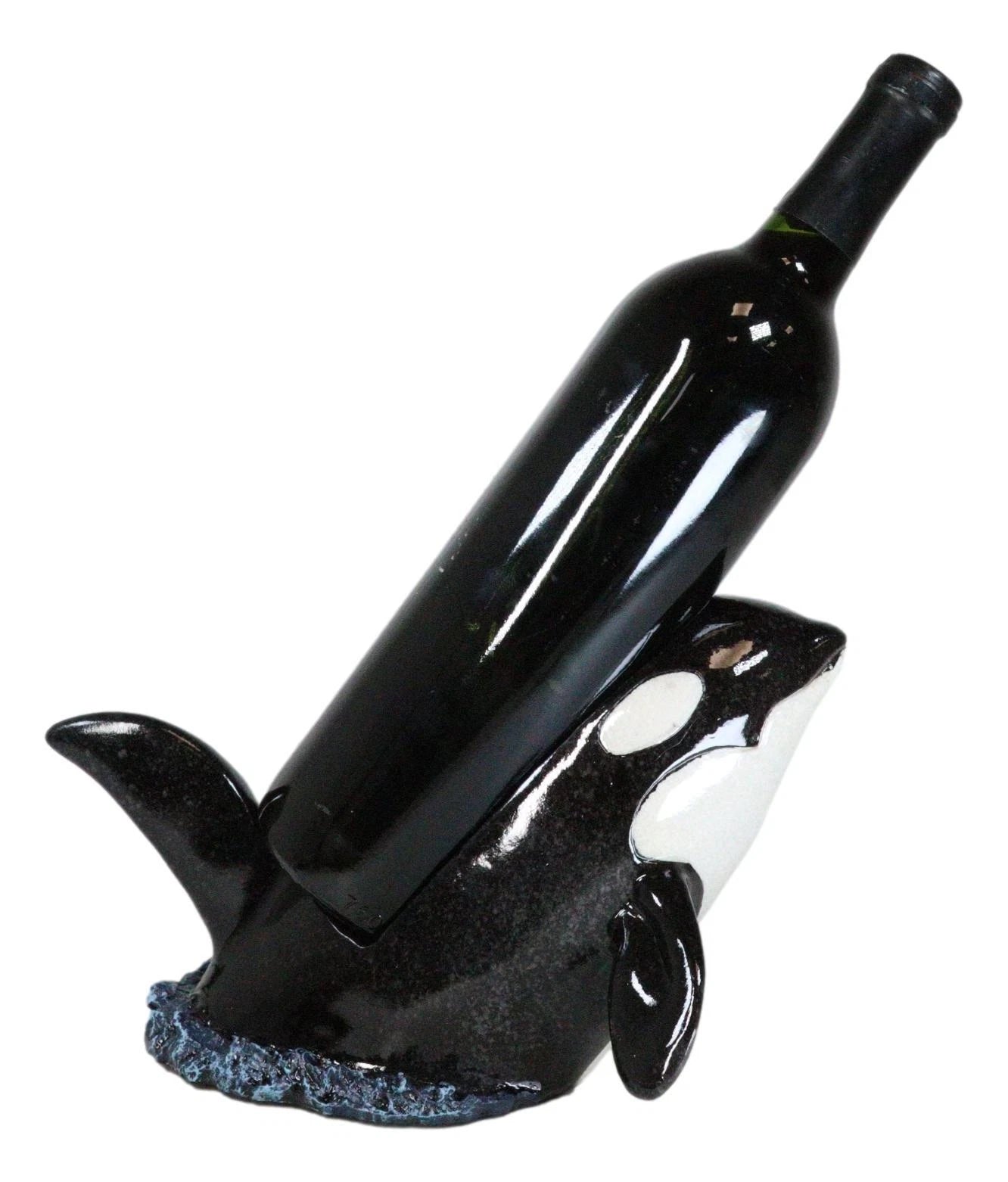 Nautical Ocean Marine Breaching Orca Killer Whale Wine Bottle Holder Statue-4