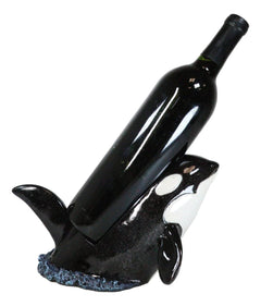Nautical Ocean Marine Breaching Orca Killer Whale Wine Bottle Holder Statue-4