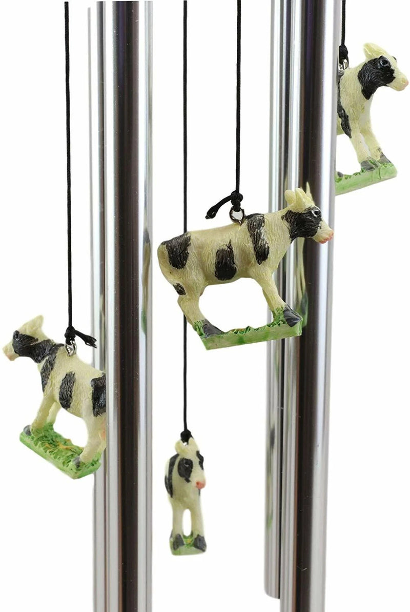 Gift Bovine Holstein Cow and Baby Calf Family Resonant Relaxing Wind Chime-3