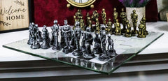 Medieval Warfare Age Of Knights & Kings Resin Chess Pieces With Glass Board Set-1