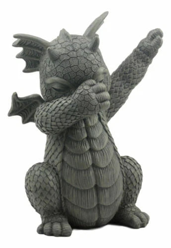 Whimsical Hip Hop Dabbing Garden Dragon Statue 9.25"Tall Look At My Dab Dragon-3
