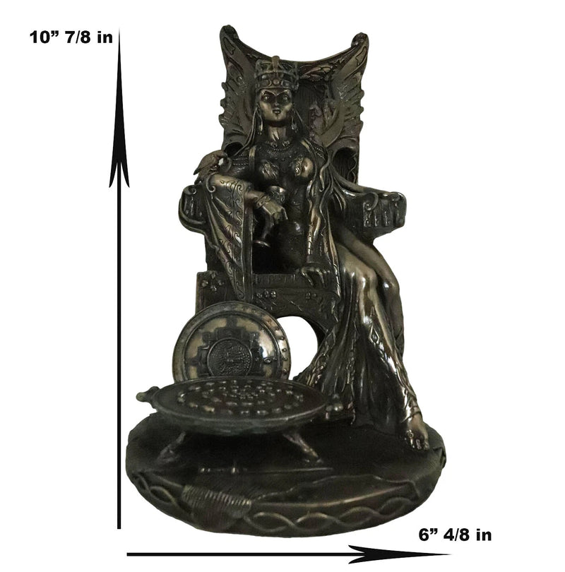 Celtic Goddess Of Fertility Maeve Seated On Throne Statue 11"H Medb Maev Decor-3