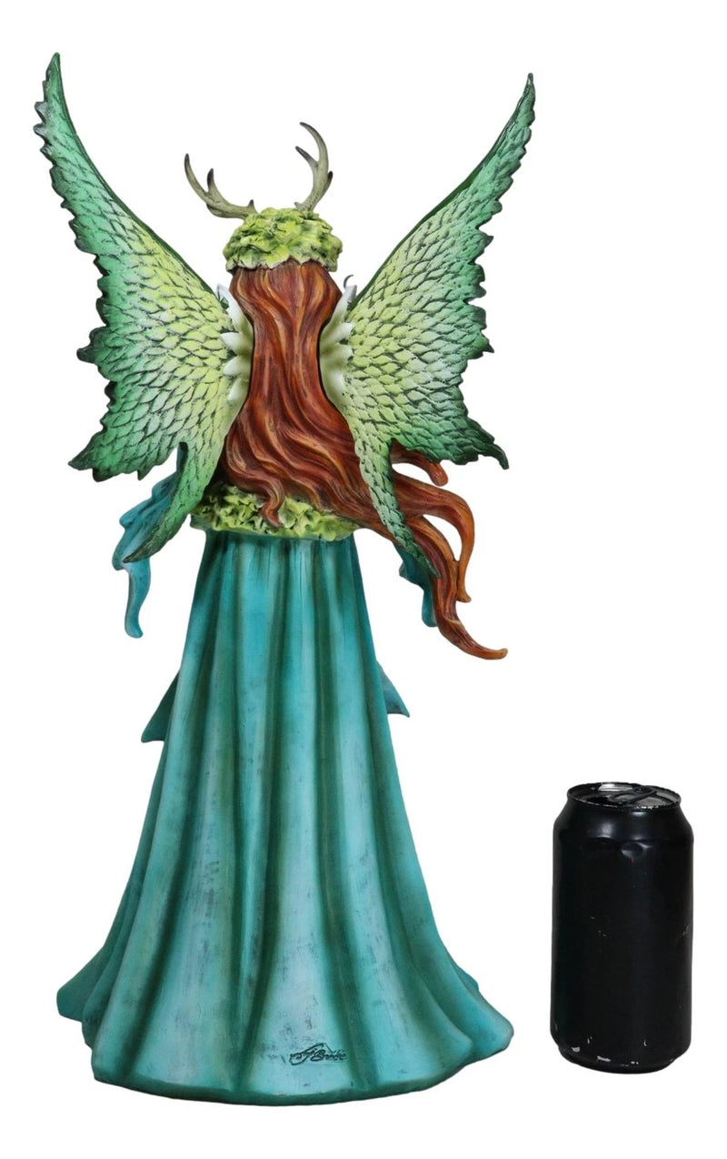 Fantasy Dragon Taker Antler Crown Queen Of The Forest Fairy And Animals Figurine-3