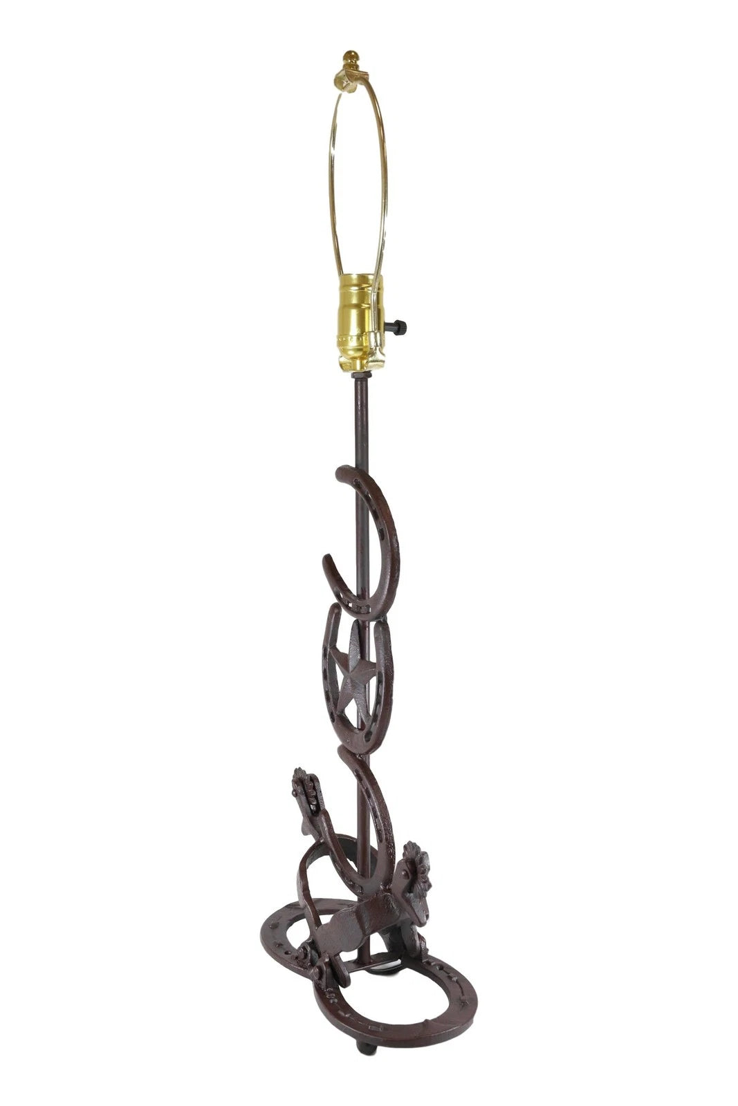 Cast Iron Western Horseshoes Base Desktop Table Lamps w/ Pine Shade 28"H-4