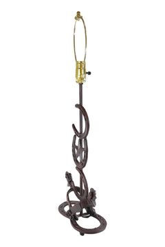 Cast Iron Western Horseshoes Base Desktop Table Lamps w/ Pine Shade 28"H-4