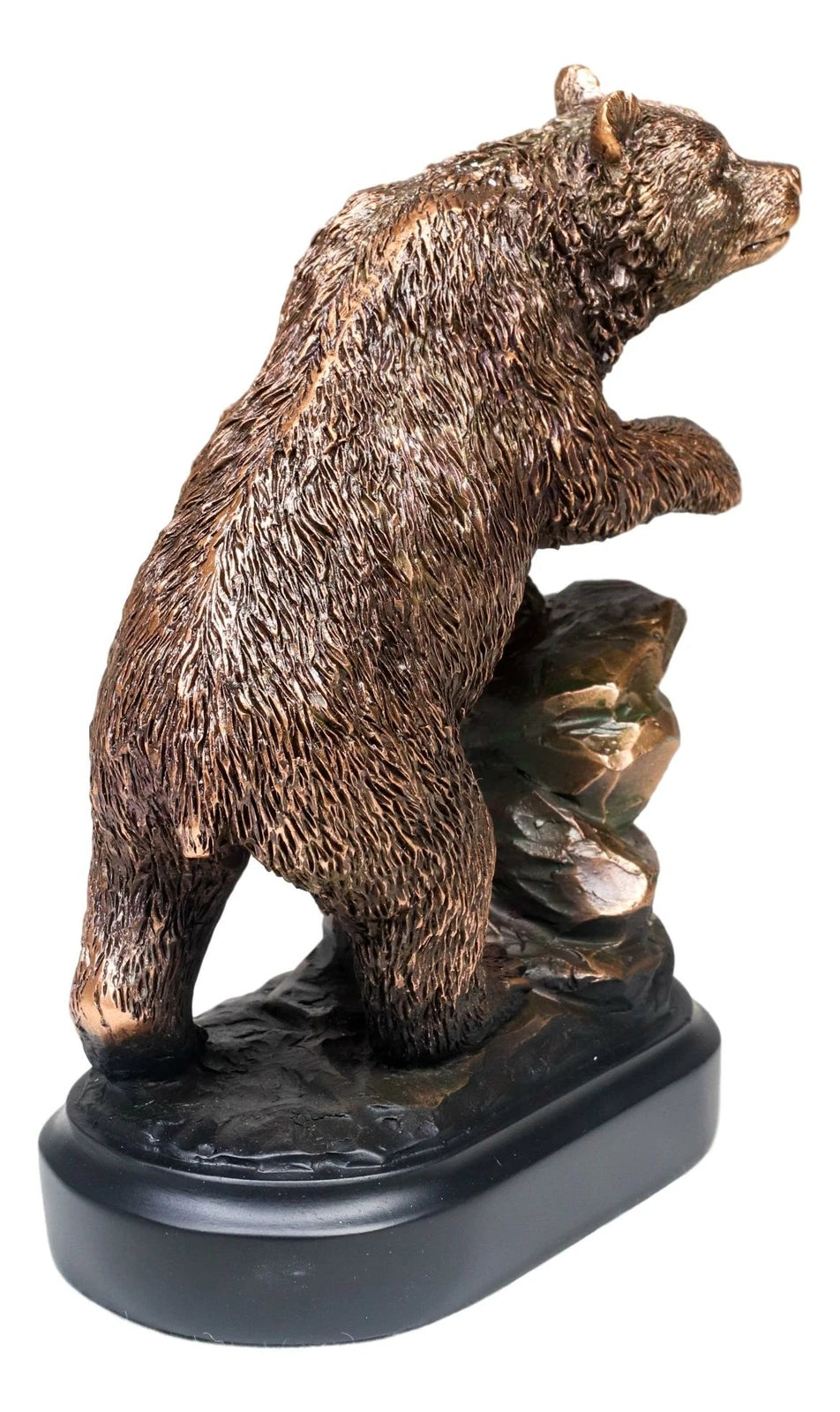 Grizzly Bear Climbing On River Rock Statue 6.25"Tall Bronze Electroplated Resin-2