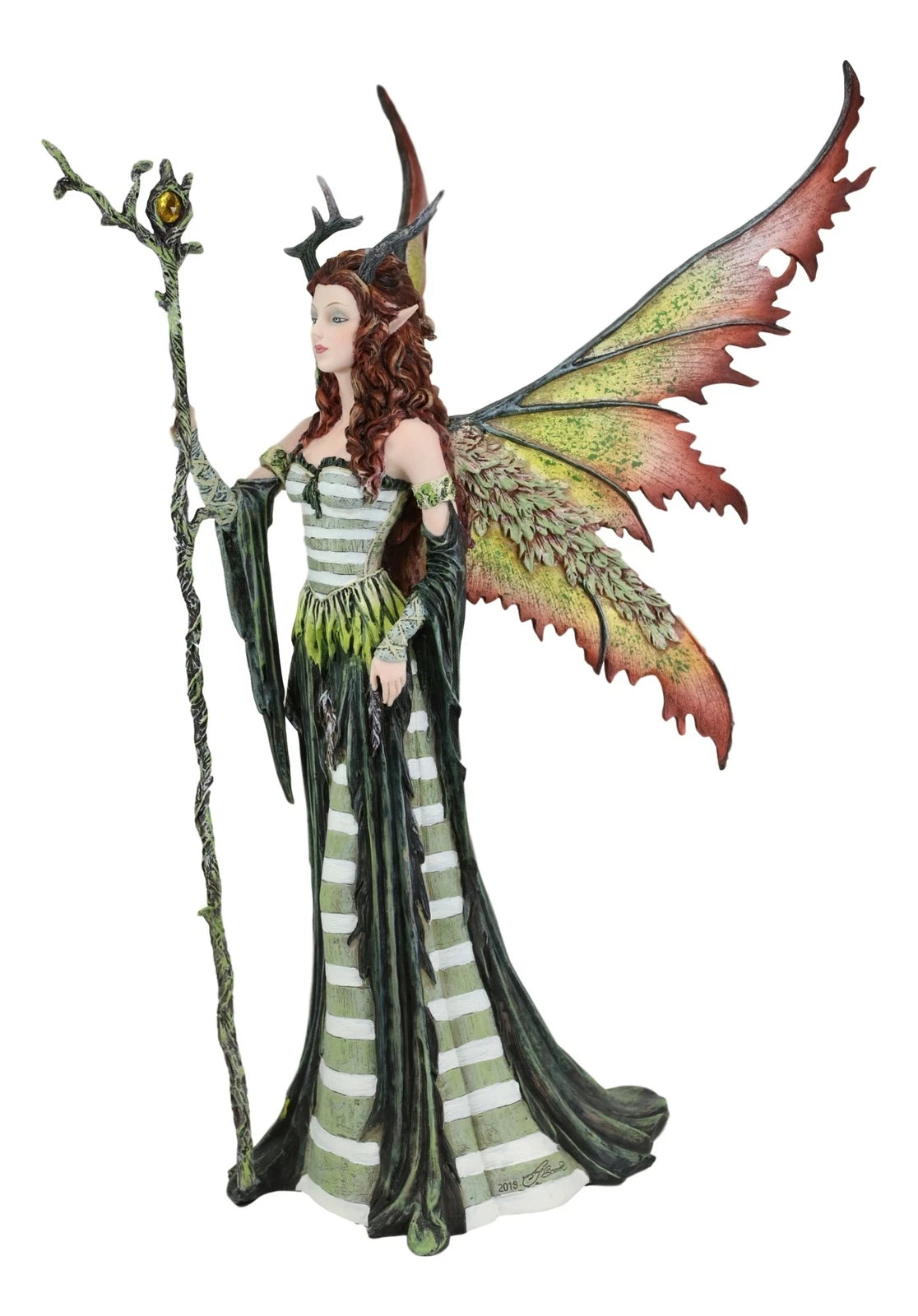 Greenwoman Dryad Fairy with Merlin's Staff Statue 19" Tall Amy Brown Fae-3