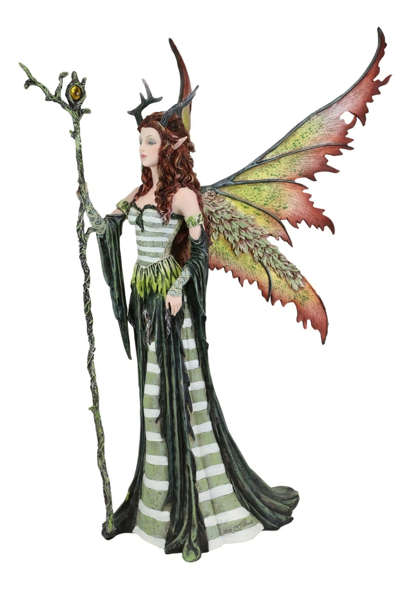Greenwoman Dryad Fairy with Merlin's Staff Statue 19" Tall Amy Brown Fae-3
