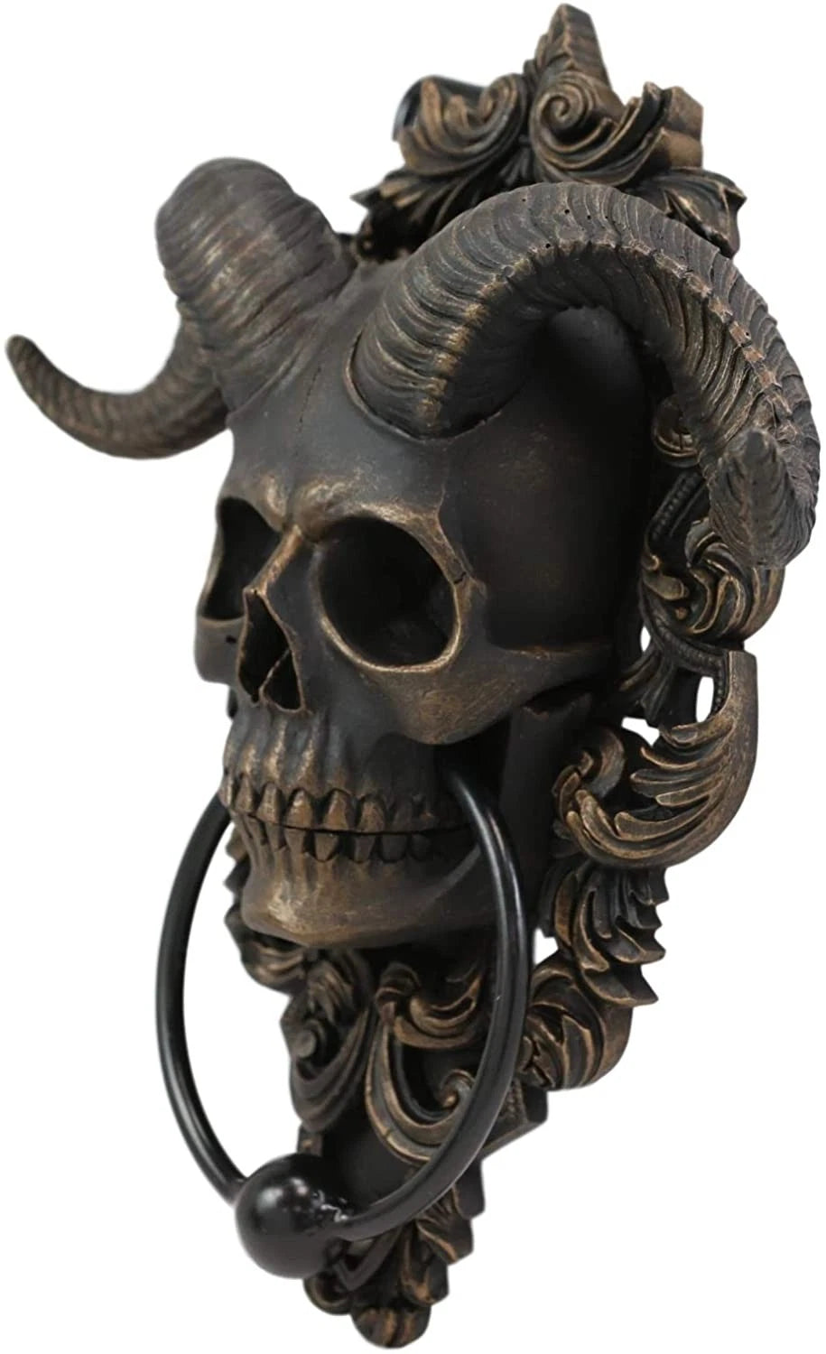 Baphomet Horned God Skull Hanging Door Knocker with Built in Striker Plate-4