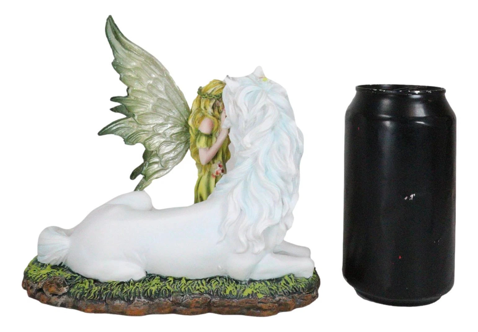 Green Earth Gaia Fairy With Rare Floral White Unicorn Statue Decor Figurine 7"L-4