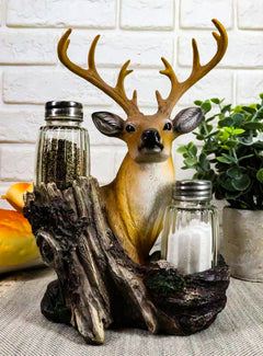 Salero y pimentero con busto de ciervo salvaje de Rustic Woodlands-1