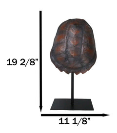 Nautical Marine Faux Alligator Snapping Turtle Shell Sculpture With Pole Stand-4