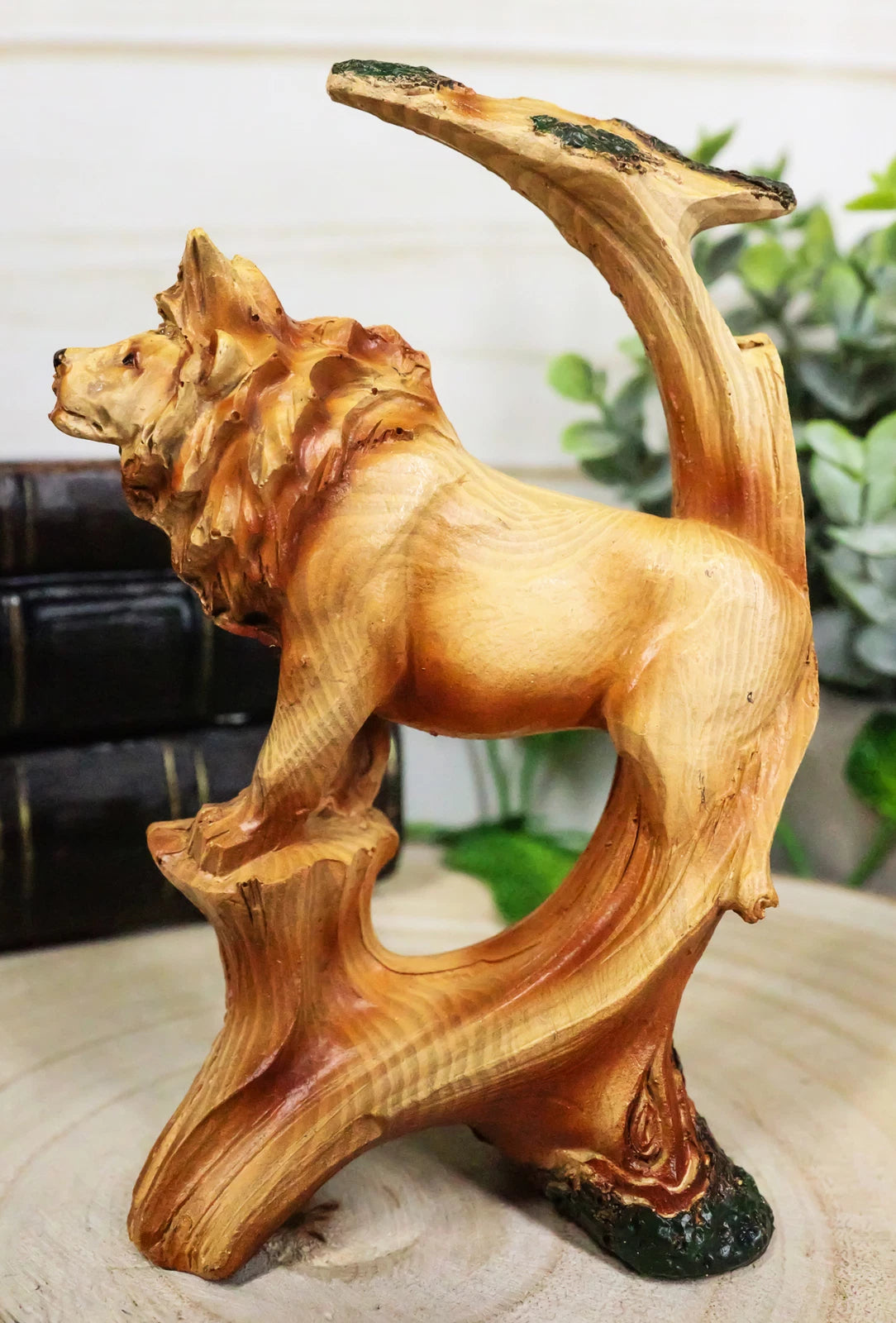 Figura de resina tallada en madera de imitación de Depredador Ápice de Safari, Gran Felino, Rey León