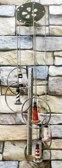 Five Ring World Famous Light Houses Decor Resonant Relaxing Wind Chime Patio-4
