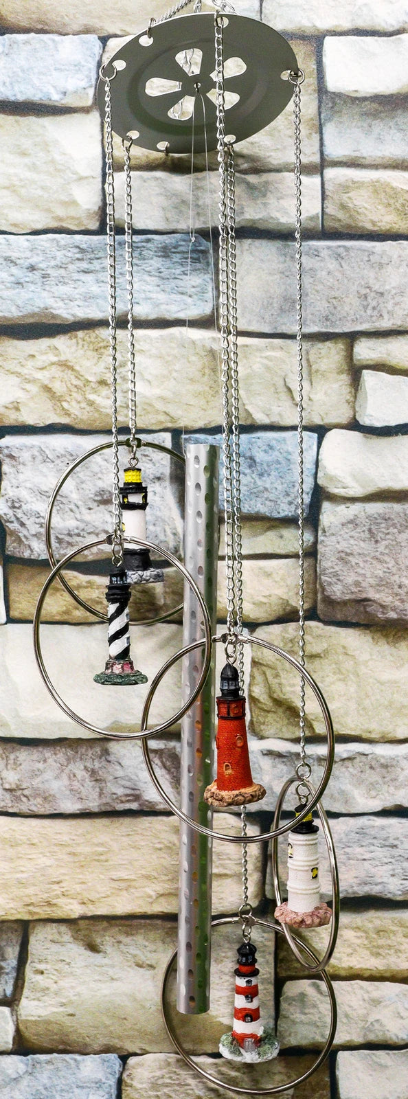 Five Ring World Famous Light Houses Decor Resonant Relaxing Wind Chime Patio-4