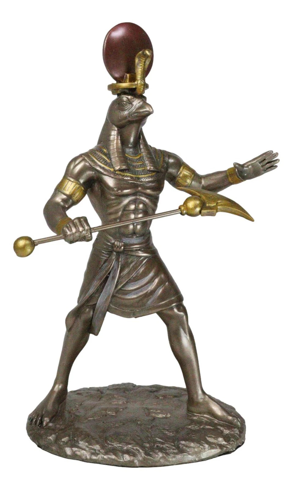 Egyptian Mythology God Horus Ra With Sun And Uraeus Disc Statue Heru Falcon-2