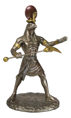 Egyptian Mythology God Horus Ra With Sun And Uraeus Disc Statue Heru Falcon-2