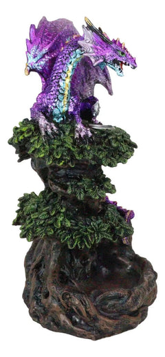 Metallic Purple Dragon On Greenman Tree Canopy Backflow Incense Cone Burner-3