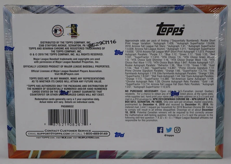 2019 Bowman Chrome Baseball Box (HTA) (3 Autos)-2