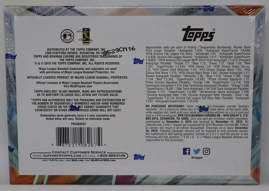2019 Bowman Chrome Baseball Box (HTA) (3 Autos)