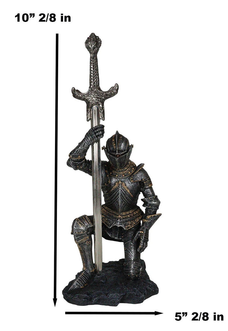The Accolade Kneeling Medieval Knight Excalibur Sword Letter Opener Figurine-5