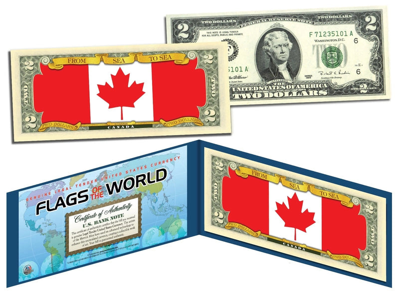 CANADA - FLAG SERIES $2 Two-Dollar U.S. Bill - Genuine Legal Tender Bank Note-1