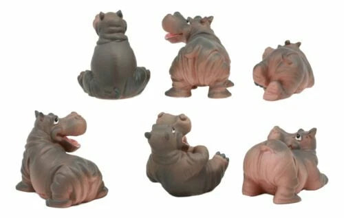 Juego de 6 hipopótamos bebés caprichosos, figuras pequeñas de hipopótamos de río de 3" de alto-2