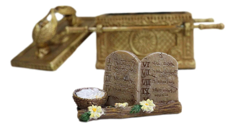 Matte Gold Ark Of The Covenant Model With Contents Figurine Decorative Box 1:16-4