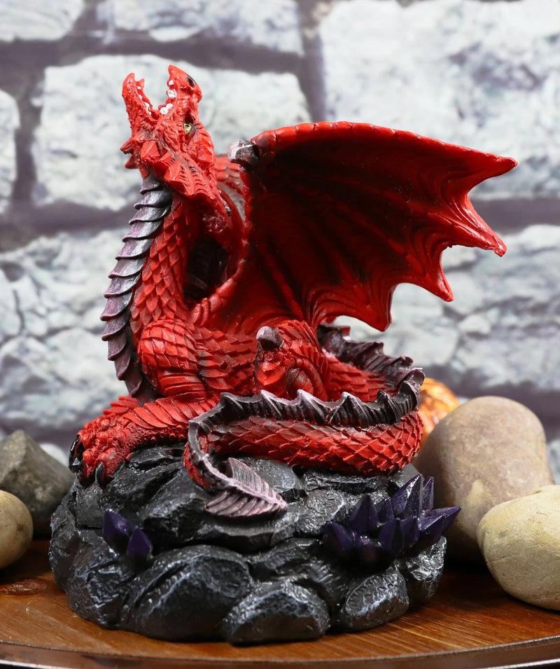 Smoke Fire Breathing Red Dragon Backflow Incense Cone Burner Statue Decor-1