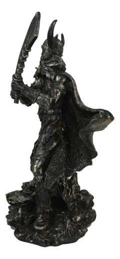 Viking Berserker Warrior With Bull Horn Helmet Wielding Sword Statue 10"H-2