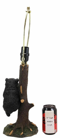 Lámpara de mesa con diseño de oso negro colgado en una rama de árbol, con pantalla de 56 cm de alto-3