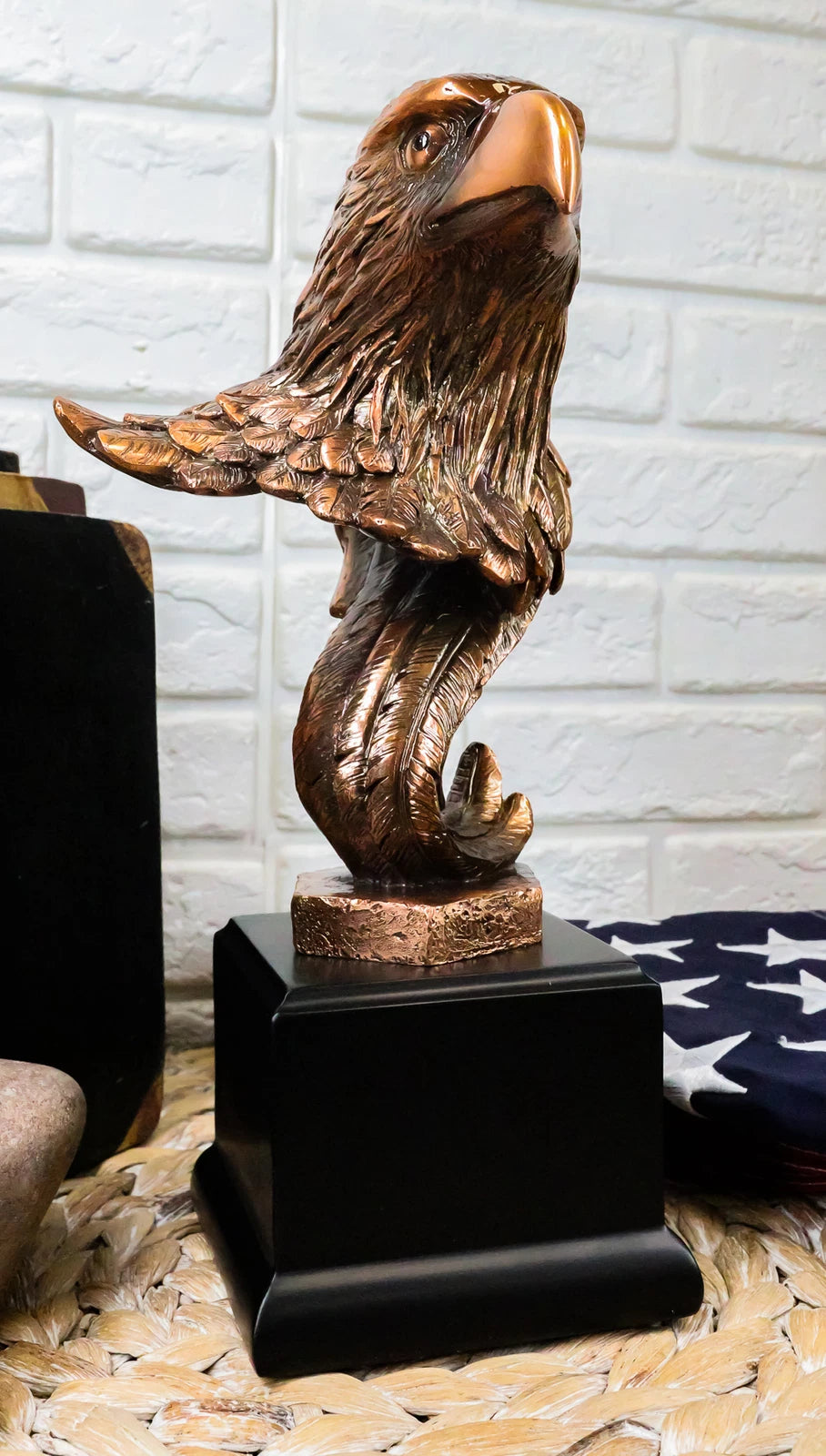 Large Majestic American Bald Eagle Head Bust Bronze Electroplated Resin Figurine-1