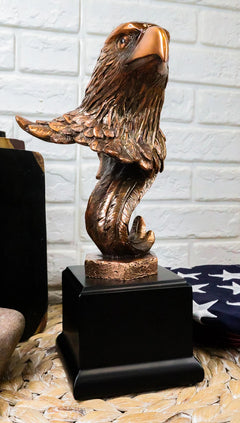 Large Majestic American Bald Eagle Head Bust Bronze Electroplated Resin Figurine-1