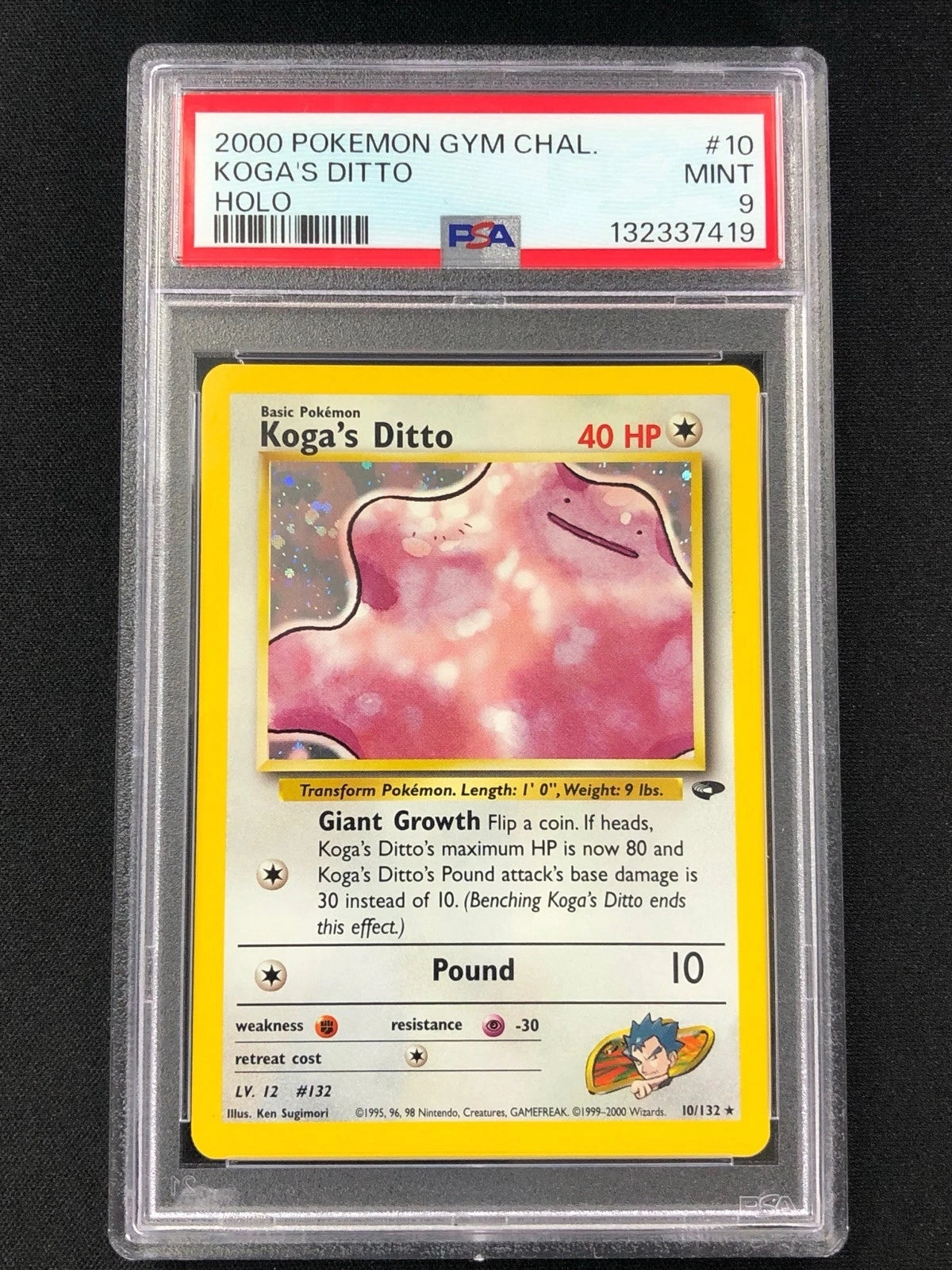 Pokemon 2000 Koga's Ditto 10/132 Holo PSA 9-1
