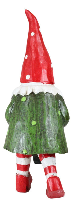 Whimsical Garden Mr Grandpa Gnome Pushing Toadstool Mushrooms Wheelbarrow Statue-5