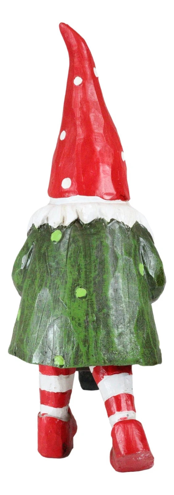 Whimsical Garden Mr Grandpa Gnome Pushing Toadstool Mushrooms Wheelbarrow Statue-5