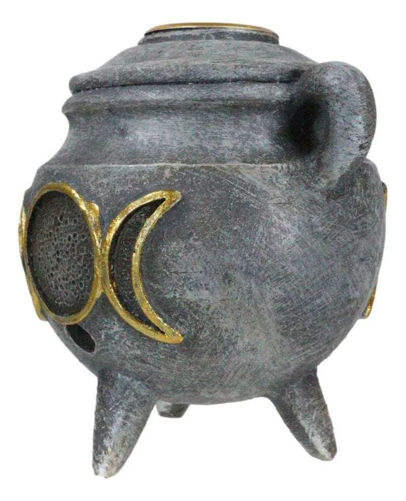 Witchcraft Wicca Triple Moon Goddess Cauldron Backflow Incense Holder Figurine-5