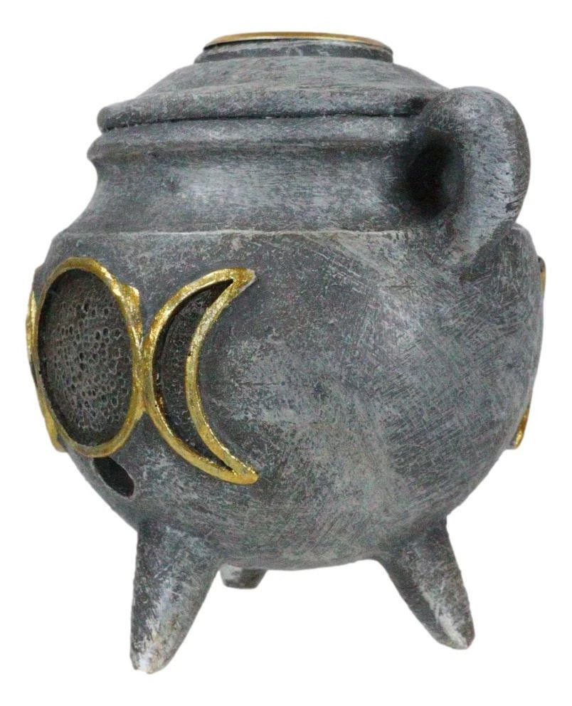 Witchcraft Wicca Triple Moon Goddess Cauldron Backflow Incense Holder Figurine-5