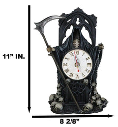 Black Death Grim Reaper With Scythe Time Waits For No Man Table Clock Figurine-3