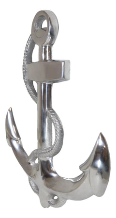 Nautical Ocean Marine Polished Aluminum Metal Ship Anchor Wall Decor Plaque 18"H-3