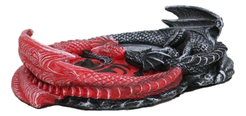Auspicious Infinity Red And Black Unity Dragons Decorative Incense Burner Holder-2