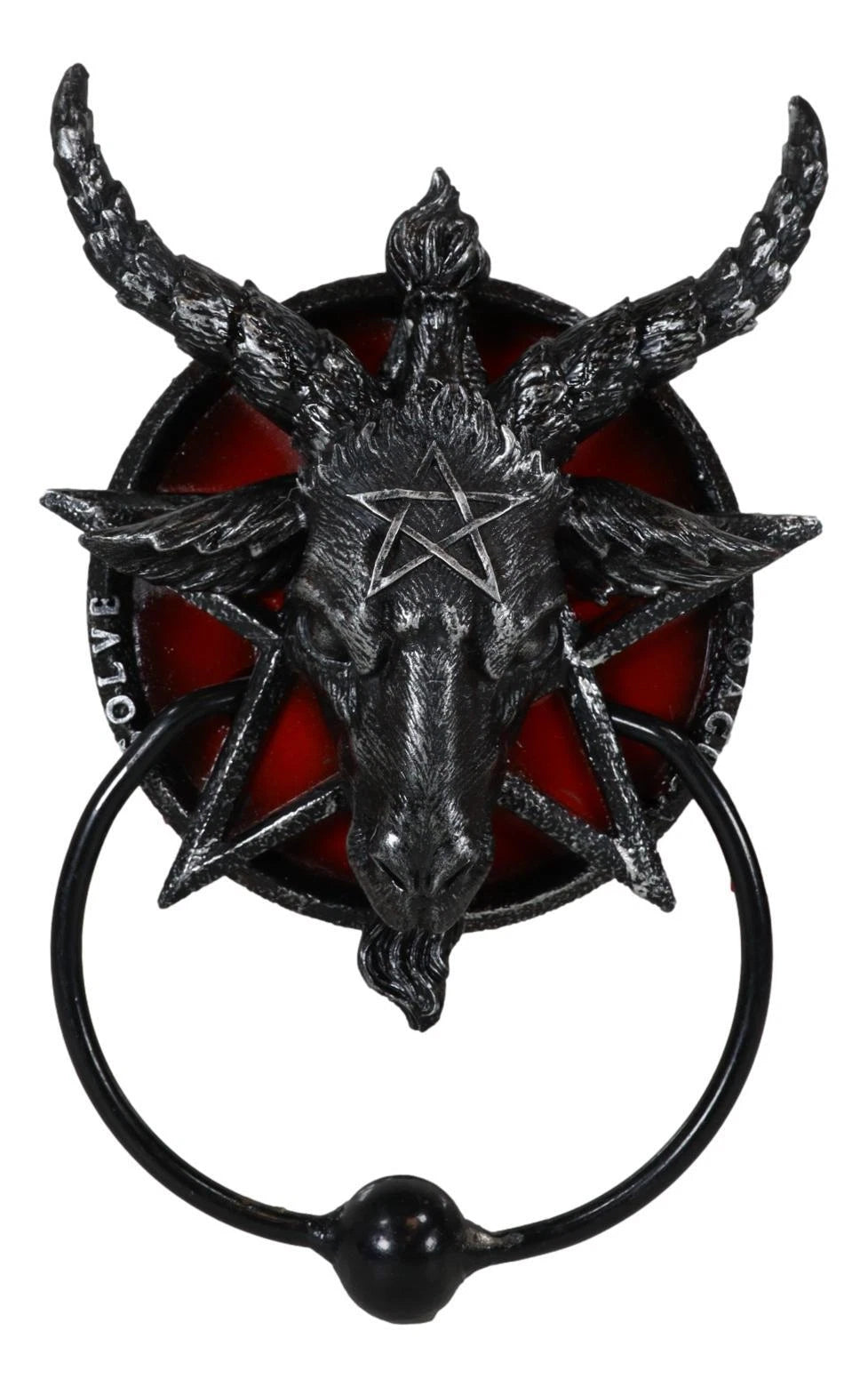 Sabbatic Goat Of Mendes Baphomet With Blood Pentagram Head Door Knocker-3
