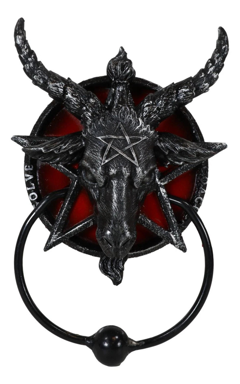 Sabbatic Goat Of Mendes Baphomet With Blood Pentagram Head Door Knocker-3