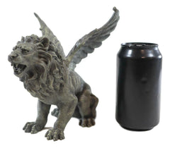 Gothic Winged Aslan Roaring Lion Battle War Cry Gargoyle Figurine 7"H-3