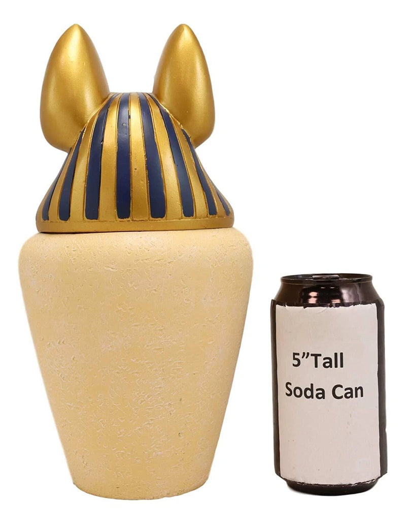 Egyptian God of The Dead Anubis Canopic Jar Statue 10.5"H With Hieroglyphs Decor-2