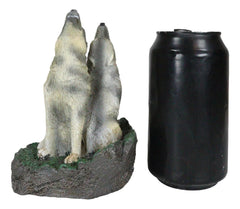 Howling Twin Gray Wolves Incense Burner Figurine 5.5 Inch Tall-3